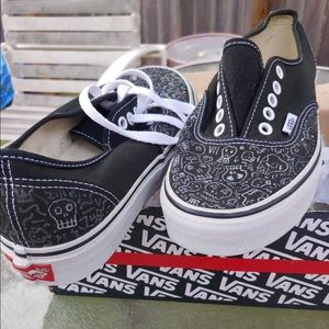 Vans Authentic Custom Skull Art Design